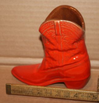 Frankoma Pottery Cowboy Boot 4.  5 " Red/orange