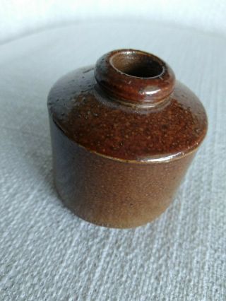 Stoneware,  Antique Ink Well/pot,  Salt Glaze,  2x2 Inch