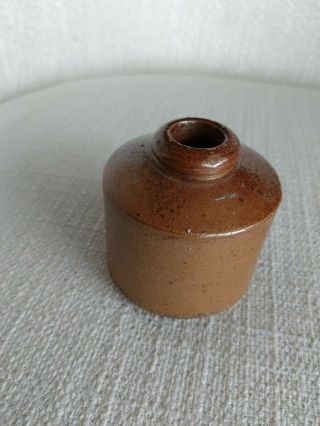 Stoneware,  antique ink well/pot,  salt glaze,  2x2 inch 2