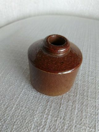 Stoneware,  antique ink well/pot,  salt glaze,  2x2 inch 5