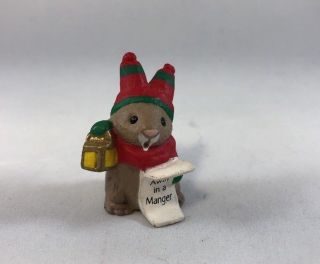 Hallmark Merry Miniatures Christmas Bunny 1989 Caroler Away In A Manger