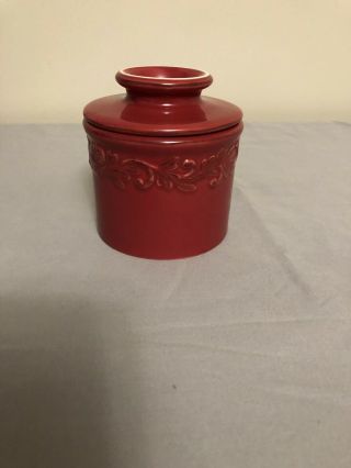 L.  Tremain The Butter Bell Crock Antique Red Rouge Embossed