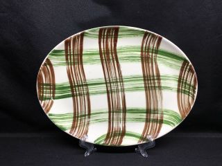Vtg Stetson Scots Clan Plaid Green China Oval Serving Platter