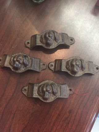 Antique Style Dog Cast Iron Draw Pulls (4) Four Doggie Farmhouse Shabby L@@k