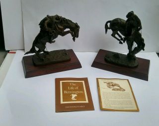 Frederic Remington " The Outlaw " & " Bronco Buster Bronze Statues Franklin