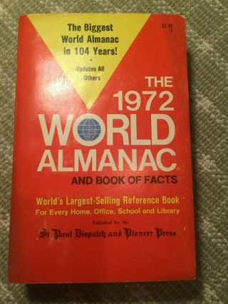 Great Year Of Birth Gift The World Almanac And Book Of Facts 1972 Vintage