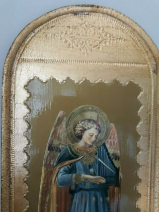Ex Large Gold Gilt Wood Italian Florentine Angel Icon Picture Plaque 3