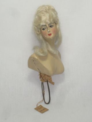 Vintage Germany Chalkware Boudoir Half Doll With R.  H.  Macy & Co Inc Price Tag