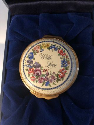 Halcyon Days Enamel Box ‘with Love’ Floral Themed