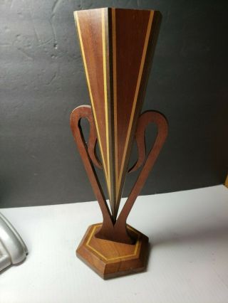 Vintage Art Deco Inlaid Wood Dried Flower Vase