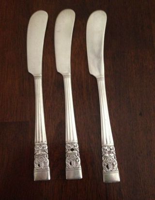 Three Vintage Oneida Community Plate Coronation Silver Plate Butter Knives 1936