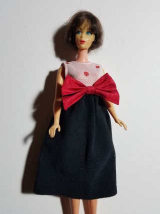 Barbie Size Vintage Handmade Pink,  Red & Black Bow Dress - No Doll