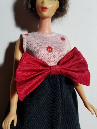 Barbie Size Vintage Handmade Pink,  Red & Black Bow Dress - No Doll 2