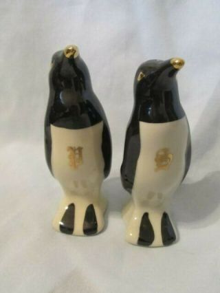 Adorable Vintage Penguin Salt And Pepper Shakers With Gold Trim