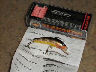Vintage Nils Master Wood 2 " Fishing Lure - Perch Scale - New/box