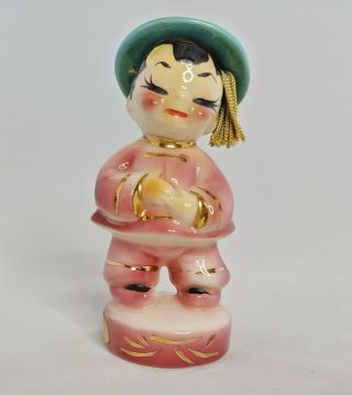 Vintage Josef Originals Mj George Cute Chinese Boy With Tassel On Hat Figurine