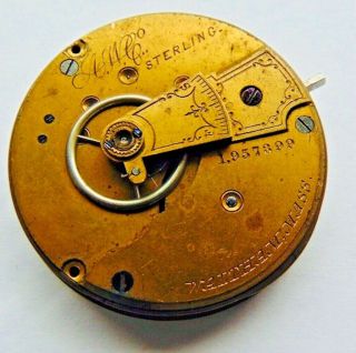 Antique Aww Co.  Waltham Side Winding Sterling Watch Movement No 1,  957,  399