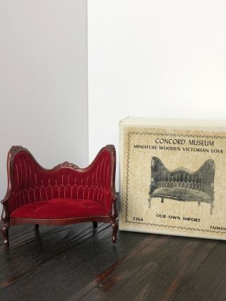 Vintage Concord Museum Miniature Wooden Victorian Love Seat 3164 Iob