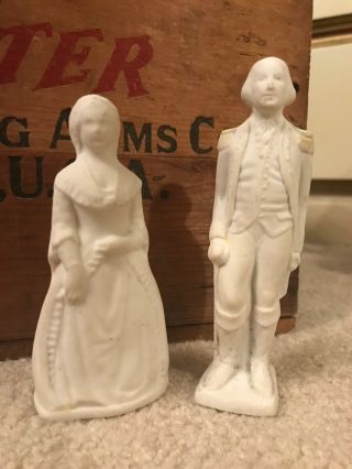 Two Vintage Bisque Figurines George Washington And Martha Antique Old American