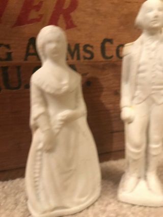 Two Vintage Bisque Figurines George Washington And Martha Antique Old American 2