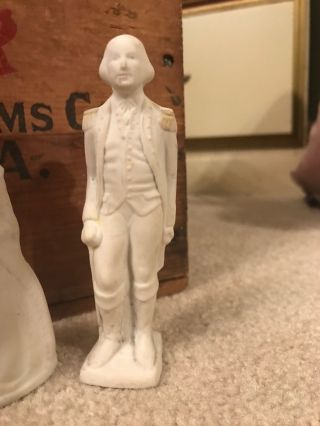 Two Vintage Bisque Figurines George Washington And Martha Antique Old American 3