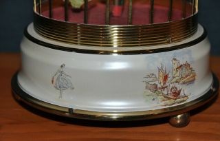 Vintage German Singing Bird Cage Music Box Automaton Germany White Base 2