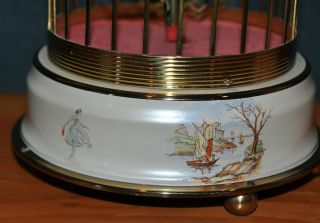 Vintage German Singing Bird Cage Music Box Automaton Germany White Base 4
