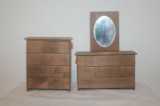 Vintage Dollhouse Miniature Wood Dresser and Chest of Drawers Furniture 2