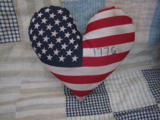 Primitive Americana Heart - Stitched 1776