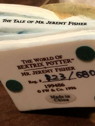 World of Beatrix Potter MR.  JEREMY FISHER FIGURINE 199486 FW & Co 1996 No BOX 5