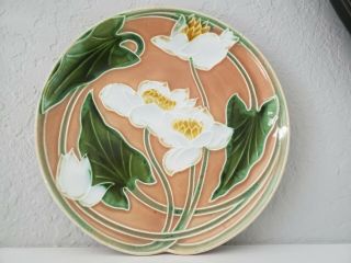 Villeroy Boch Majolica Art Nouveau Decorative Plate,  Lillies Marked Vbs 1789 3 Vi