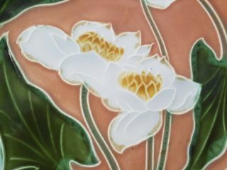 Villeroy Boch Majolica art nouveau decorative plate,  lillies Marked VBS 1789 3 VI 2