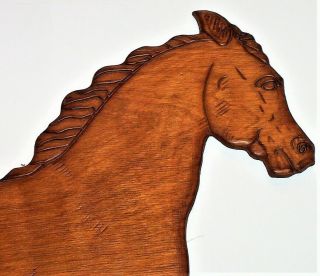 Old HORSE Hand Carved Wood Plaque Wall Art Sculpture Statue Figurine Vintage 22 
