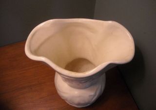Antique McCoy Matt White Vase Leaves USA 2