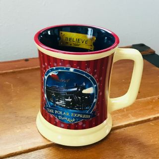 Gently Warner Bros.  The Polar Express Red & Yellow Stoneware Mug Coffee Hot