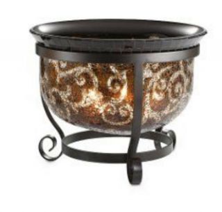 Partylite P90945 Amaretto Swirl 3 - Wick Candle Holder Glass Mosaic Bowl