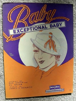 1933 Baby Exceptional Baby Vintage Sheet Music By Monaco,  Green,  Bryan
