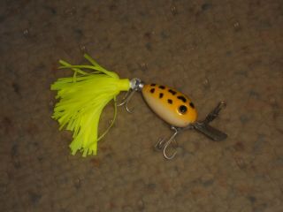 Vintage Fred Arbogast Arbo - Gaster 1.  25 " Fishing Lure - Yellow Spotted Frog