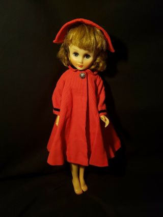 Vintage 1950s 18 " - 20 " Fashion Doll Coat And Hat Red Black Revlon