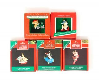 Hallmark Miniature Ornaments (5) Complete Series Kittens In Toyland 1988 - 1992