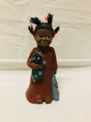 Martha Holcombe " Prissy " Yarn Hair African American Figurine Doll 5 " God Is Love