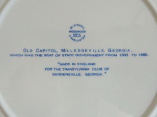 Wedgwood Georgia Historical Plate Blue Old Capitol Milledgeville 3