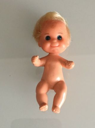 1970s Vintage Mattel Sunshine Family Baby Blue Eyed Blonde Infant Doll Nude