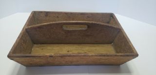 Antique Wooden Knife Tray Primitive Decorated Box Silverware Holder Solid Wood