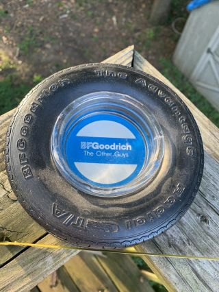 Antique Vintage Bf Goodrich Tires Gas Station Rubber & Glass Ashtray Sign