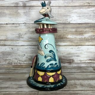 Blue Sky Clayworks The Dancing Dolphin Lighthouse Tealight Candle Votive Holder 3