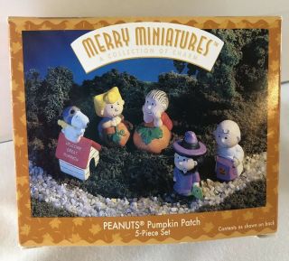 Hallmark Peanuts Pumpkin Patch Halloween Merry Miniatures Boxed Set Of 5 1996