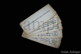 Mongolian Tibetan Buddhist Manuscript Scripture Sutra Book Leaves Mongolia B3736