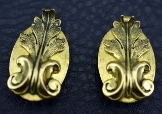 Whiting & Davis Antique Art Nouveau 1920s Ornate Repousse Cast Earrings