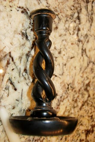 Antique Open Barley Twist Candlestick,  8 1/4 " Tall,  With Brass Cup